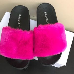 Rassolli Comfortable  Furry Slides sandals